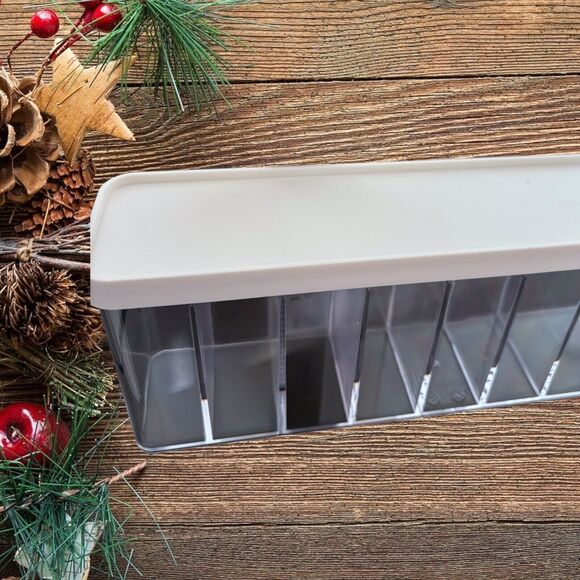 Clear Plastic Cable Organizer Box White Lid  New  7 Compartments - Picture 3 of 5